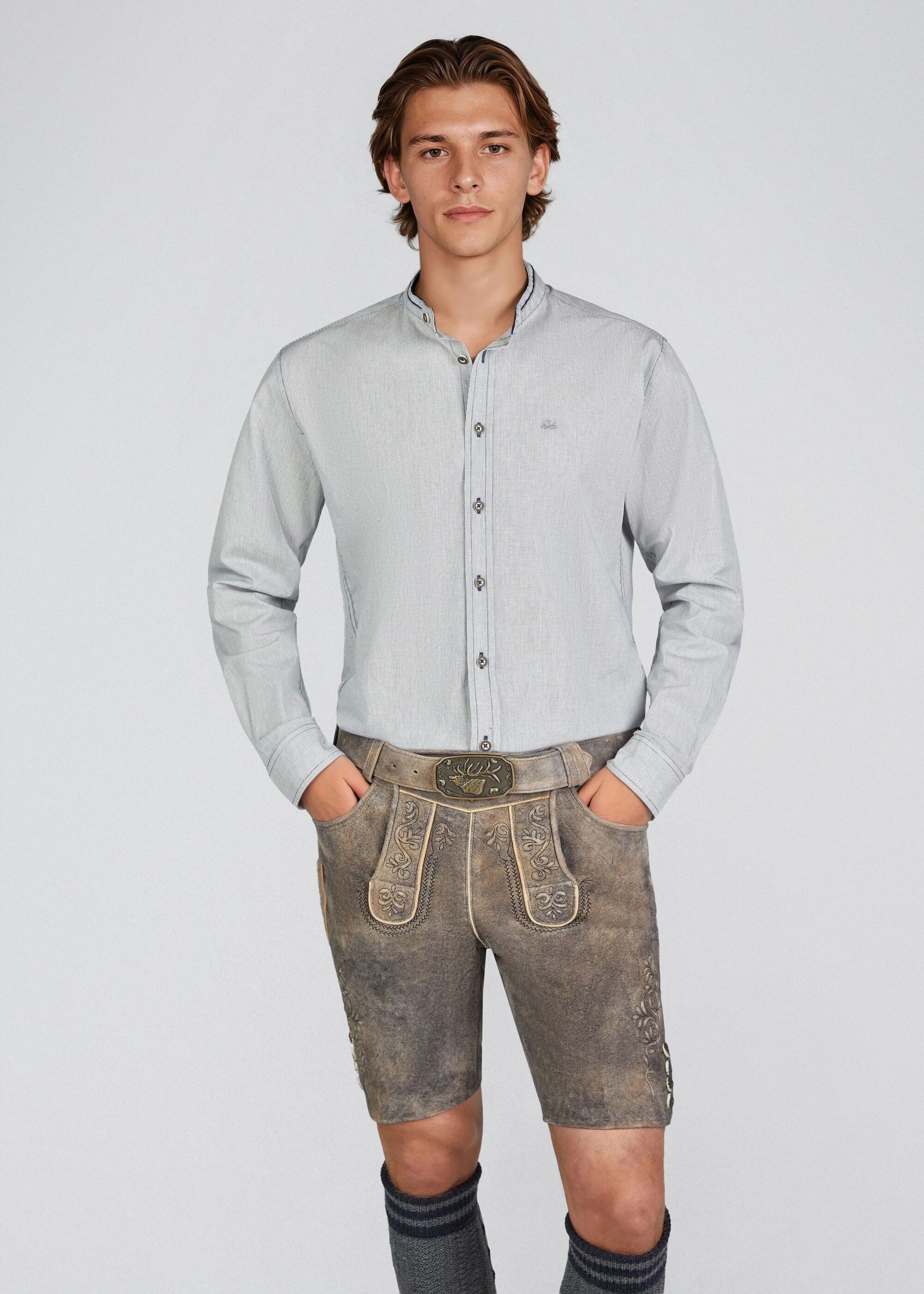 Spieth & Wensky Trachtenhemd Hubertus aus reiner Baumwolle, in Slim Fit