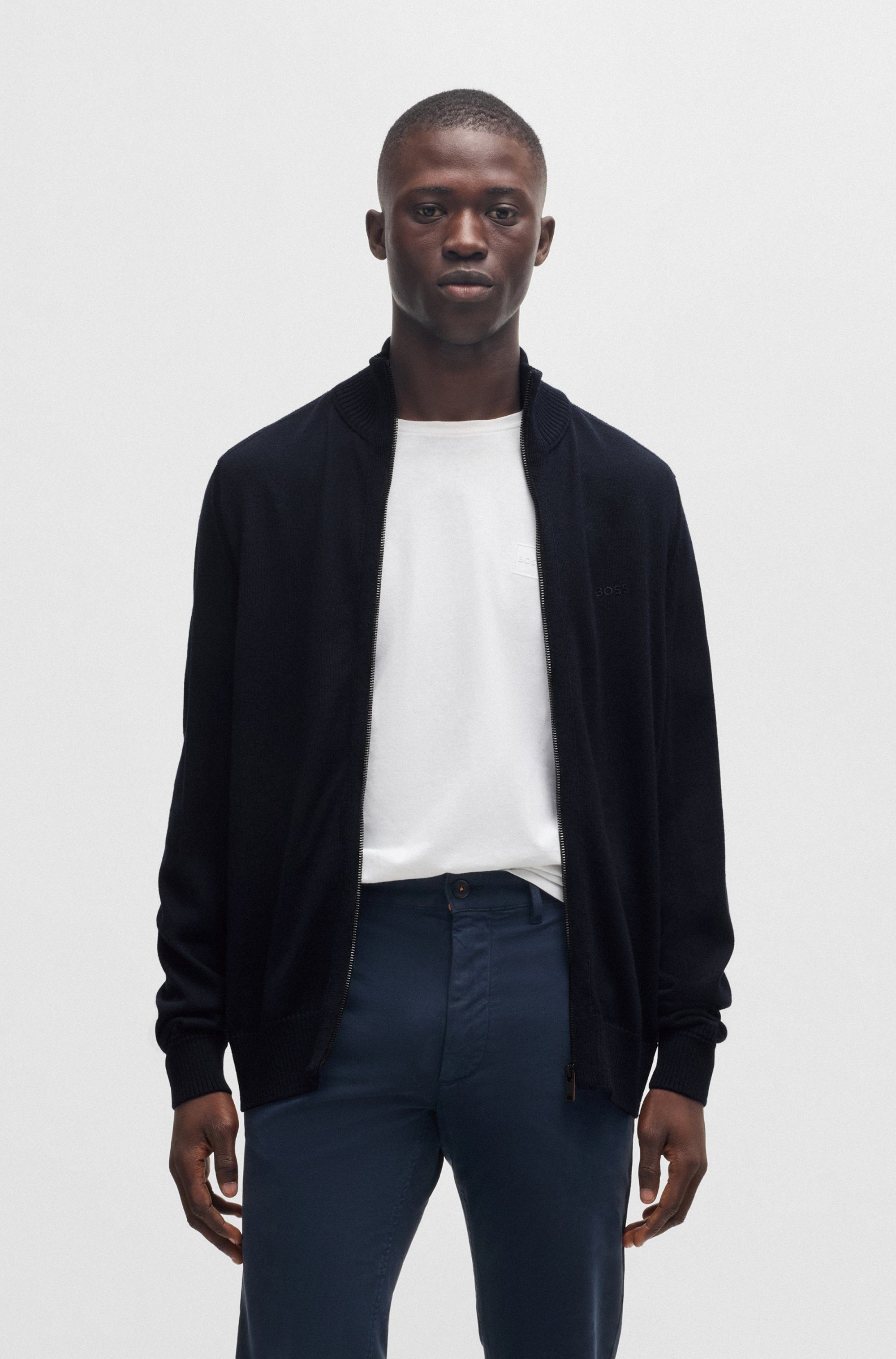 BOSS ORANGE Strickjacke Avac mit Logostickerei auf der Brust günstig online kaufen