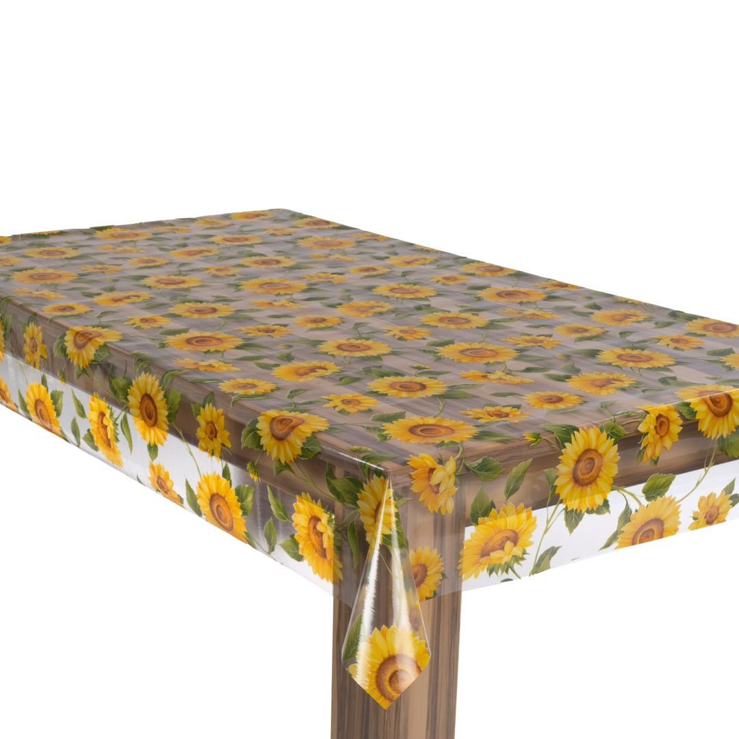 laro Tischdecke Premium Line 0,3mm weich Tischdecke Transparent Sonnenblume günstig online kaufen
