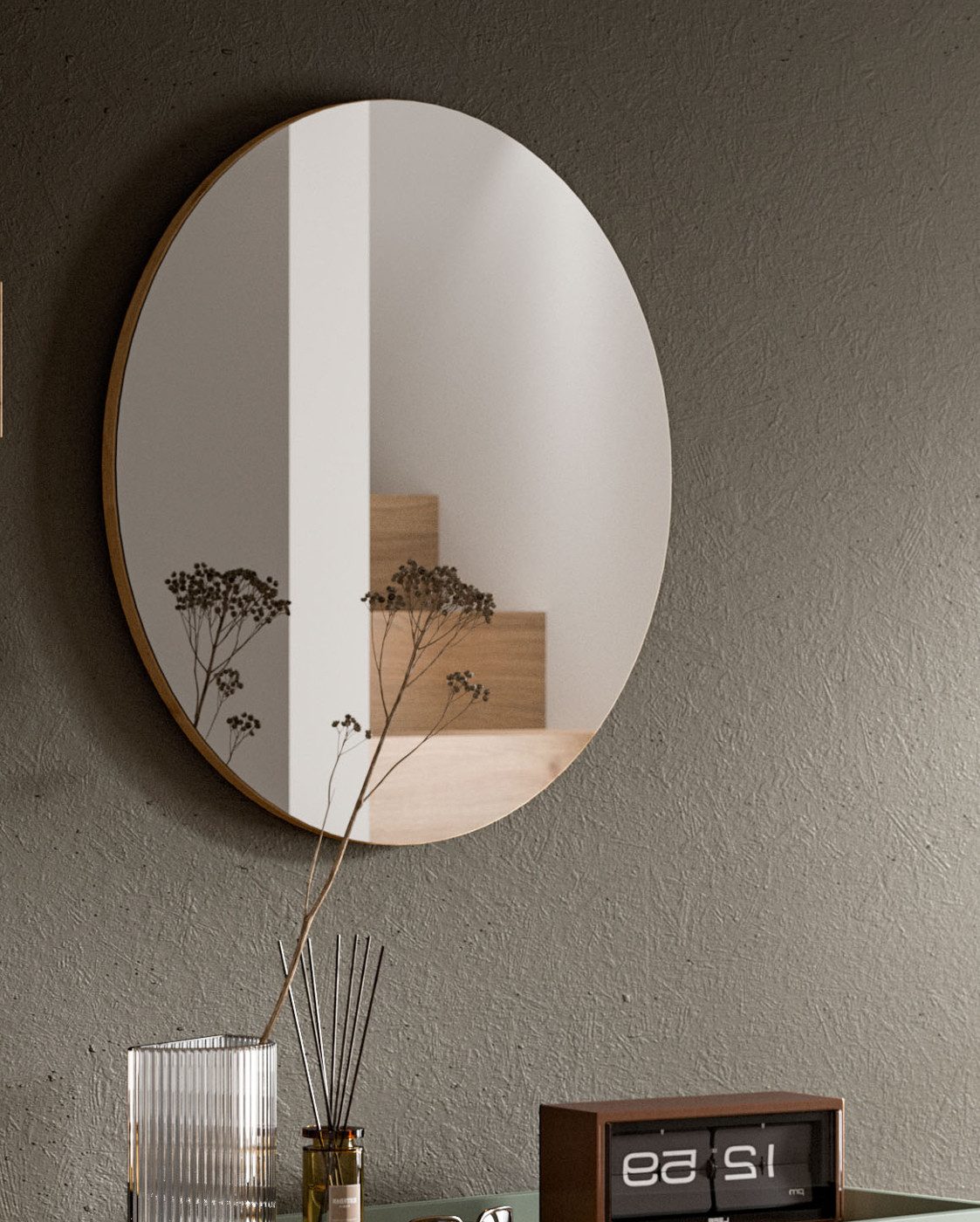 Inn.Furn Wandspiegel Borga (Garderobenspiegel mit Eiche Artisan, rund, Ø 70 günstig online kaufen