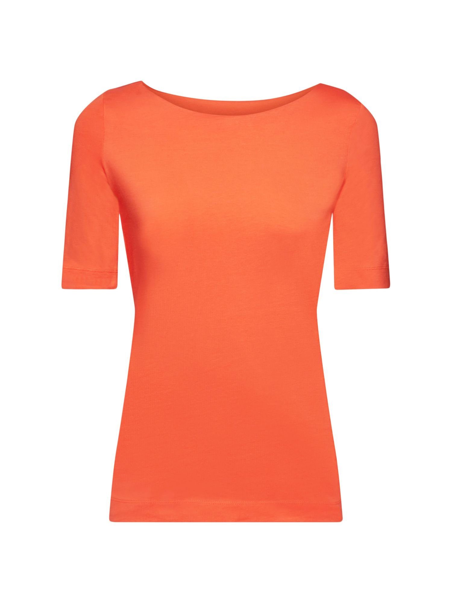 (1-tlg), Baumwollmix für T-Shirt mit U-Boot-Ausschnitt Nachhaltiger zusätzlichen Stretchkomfort T-Shirt Esprit