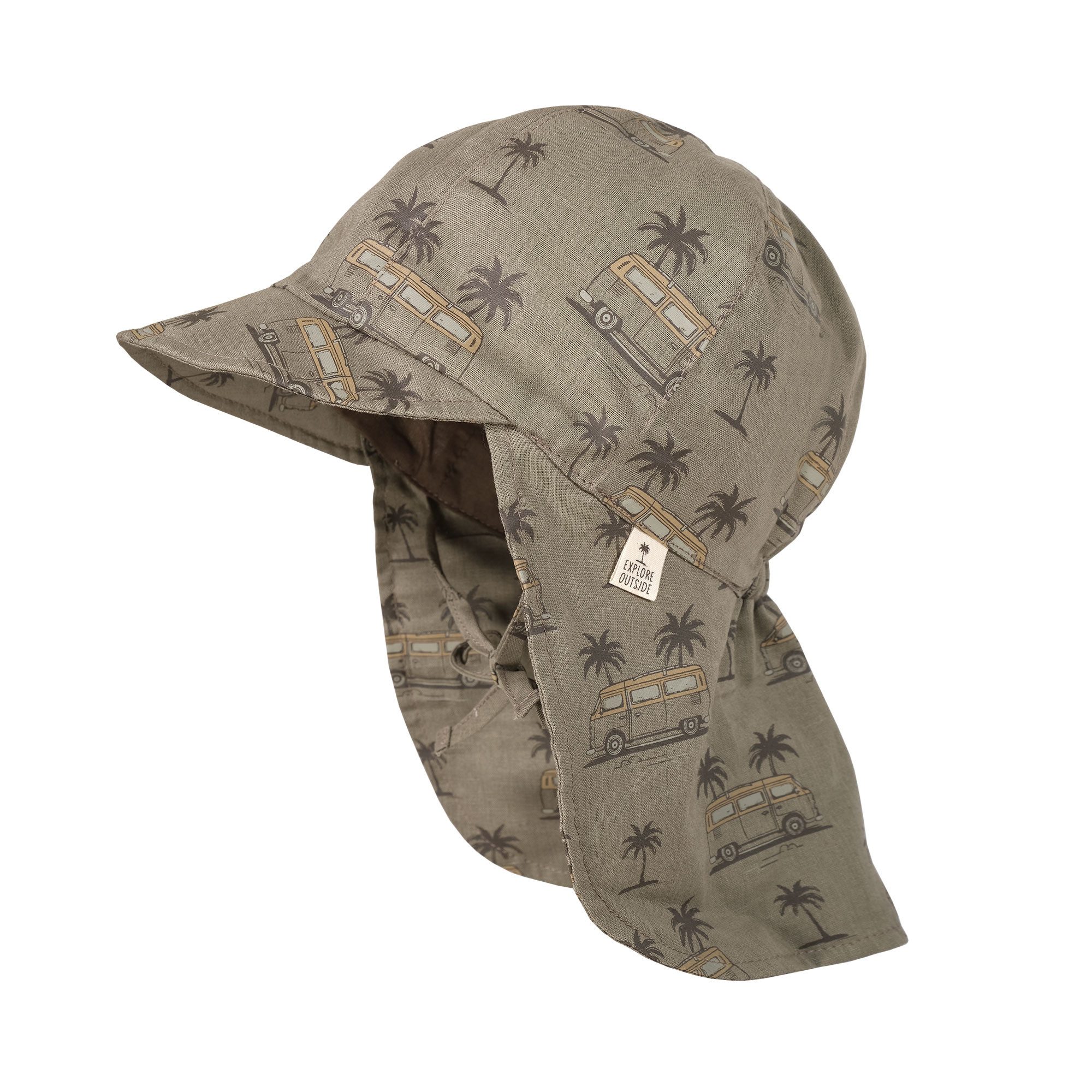 MAXIMO Schirmmütze (1-St) Khaki, Schildmütze, Camping-Motiv, Leinen-Mix, Jungen