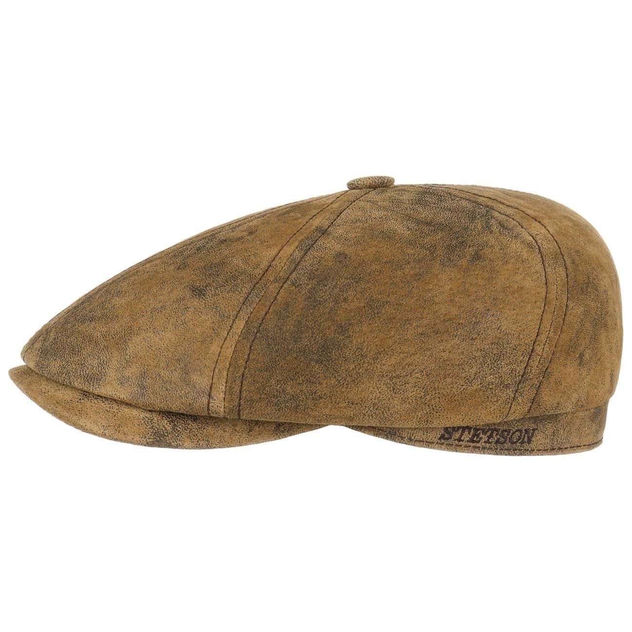 Stetson Flat Cap (1-St) Echtleder mit Schirm braun