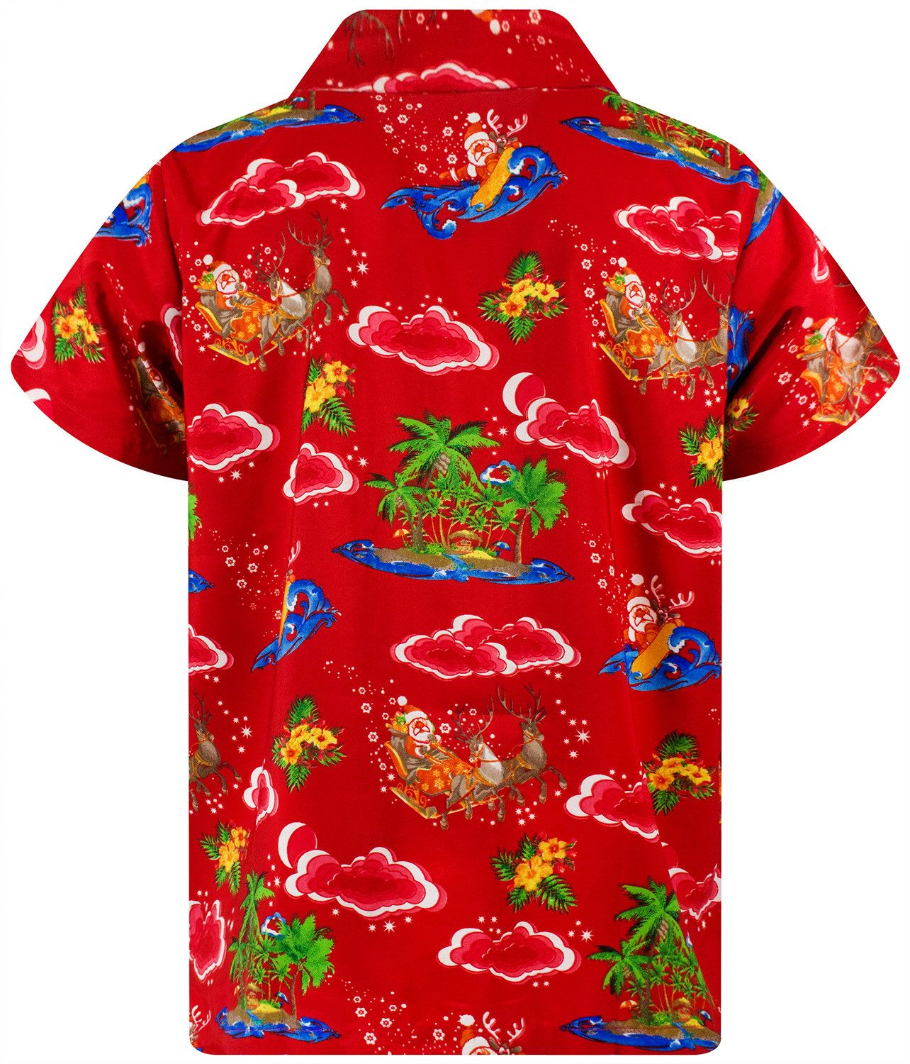King Kameha Hawaiihemd Christmas Island Funky Hawaii-Hemd Kurzarm Front-Tasche Unisex