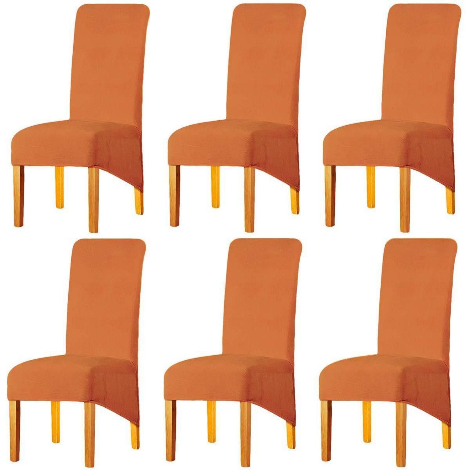 LuxusKollektion Stuhlbezug Stuhlbezug Stretch XL Spandex Esszimmerstuhl Orange 6er Set (Groß)
