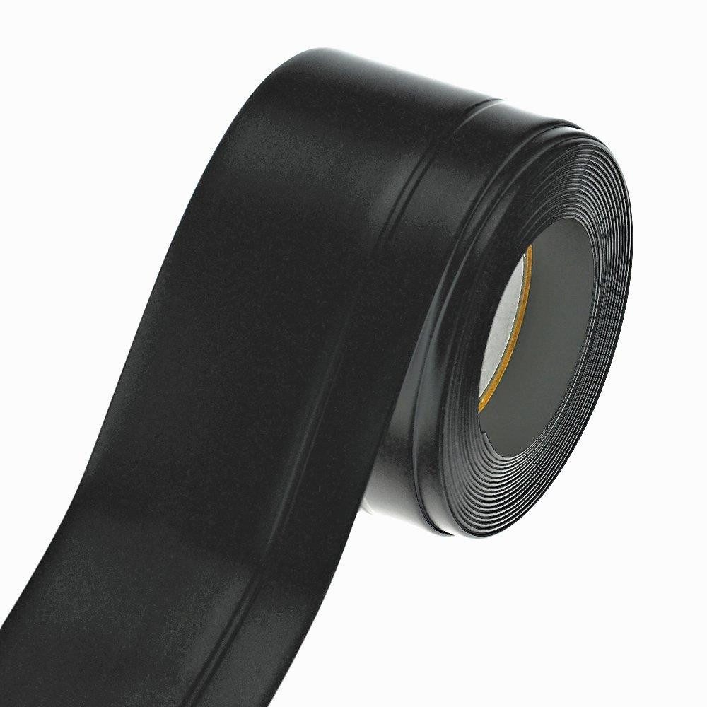 mako Sockelleiste Weichsockelleiste Kantenschutz Zuschneibar, L: 500 cm, H: 1.5 cm, weich, selbstklebend, 5m oder 25m x 45 mm x 15 mm, Schwarz