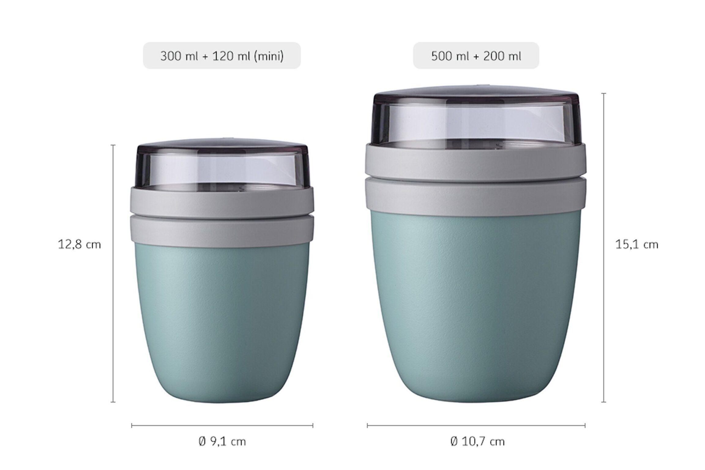 Mepal Lunchbox Lunchpot mini Ellipse, praktischer Müslibecher to go, Nordic White, Polypropylen (PP), PCTG, geeignet für Tiefkühler, Mikrowelle & Spülmaschine