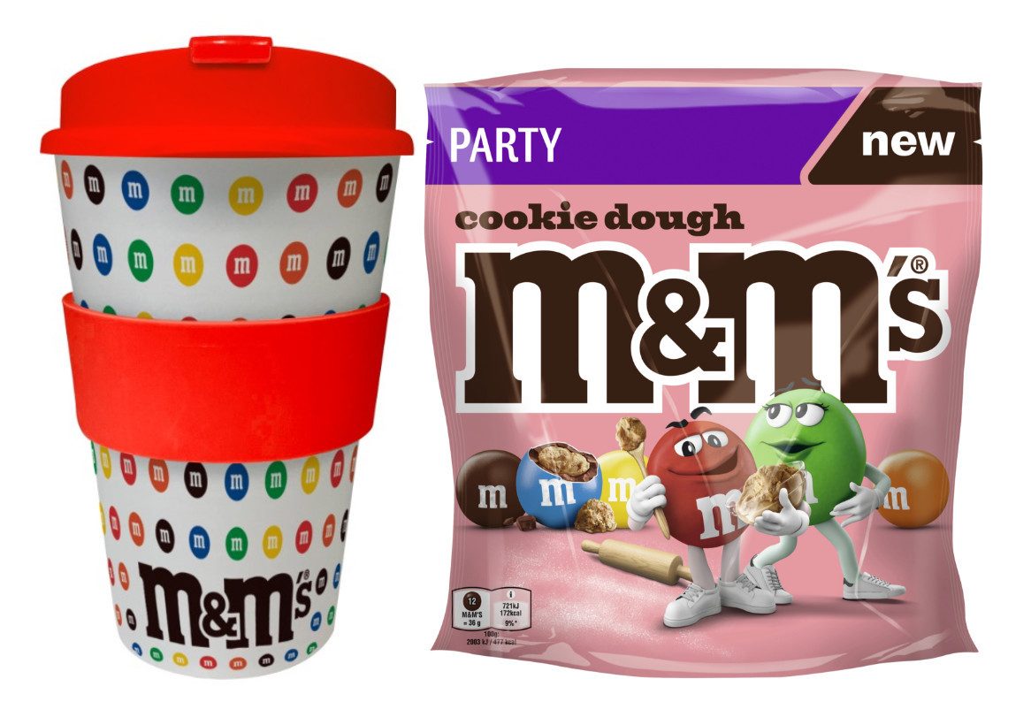 M&M's Süßigkeit Coffee Cup & Cookie Set – To Go Becher - Rot + M&M’s Cookie 675g