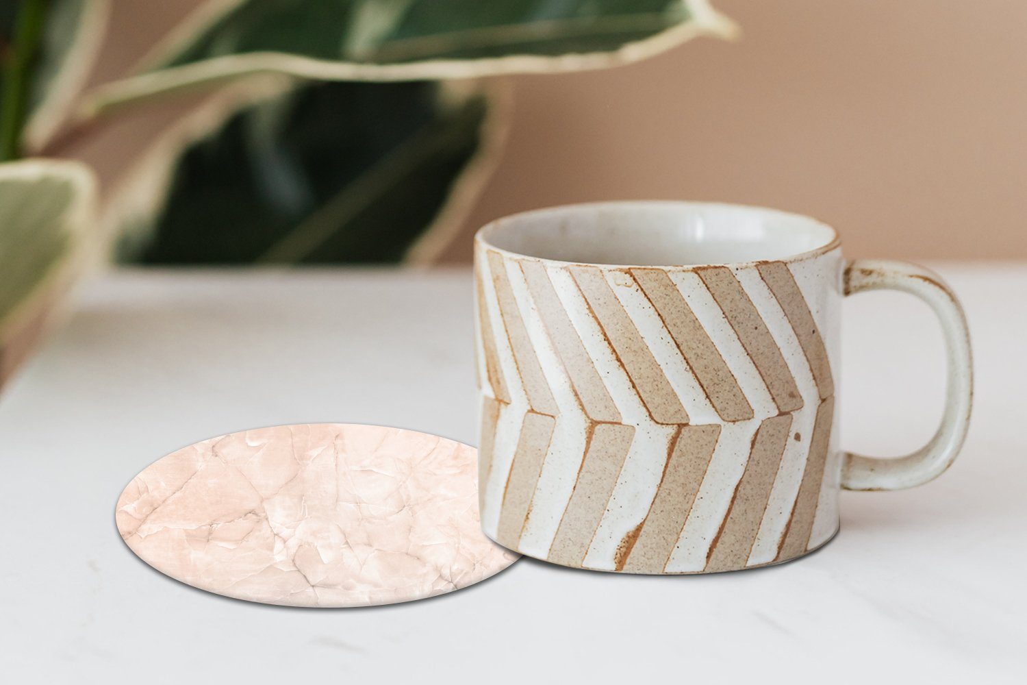 Rosegold, Glasuntersetzer Korkuntersetzer, - Marmor Zubehör 6-tlg., - Luxus Getränkeuntersetzer, Tassenuntersetzer, Becher MuchoWow für Tasse, Gläser,