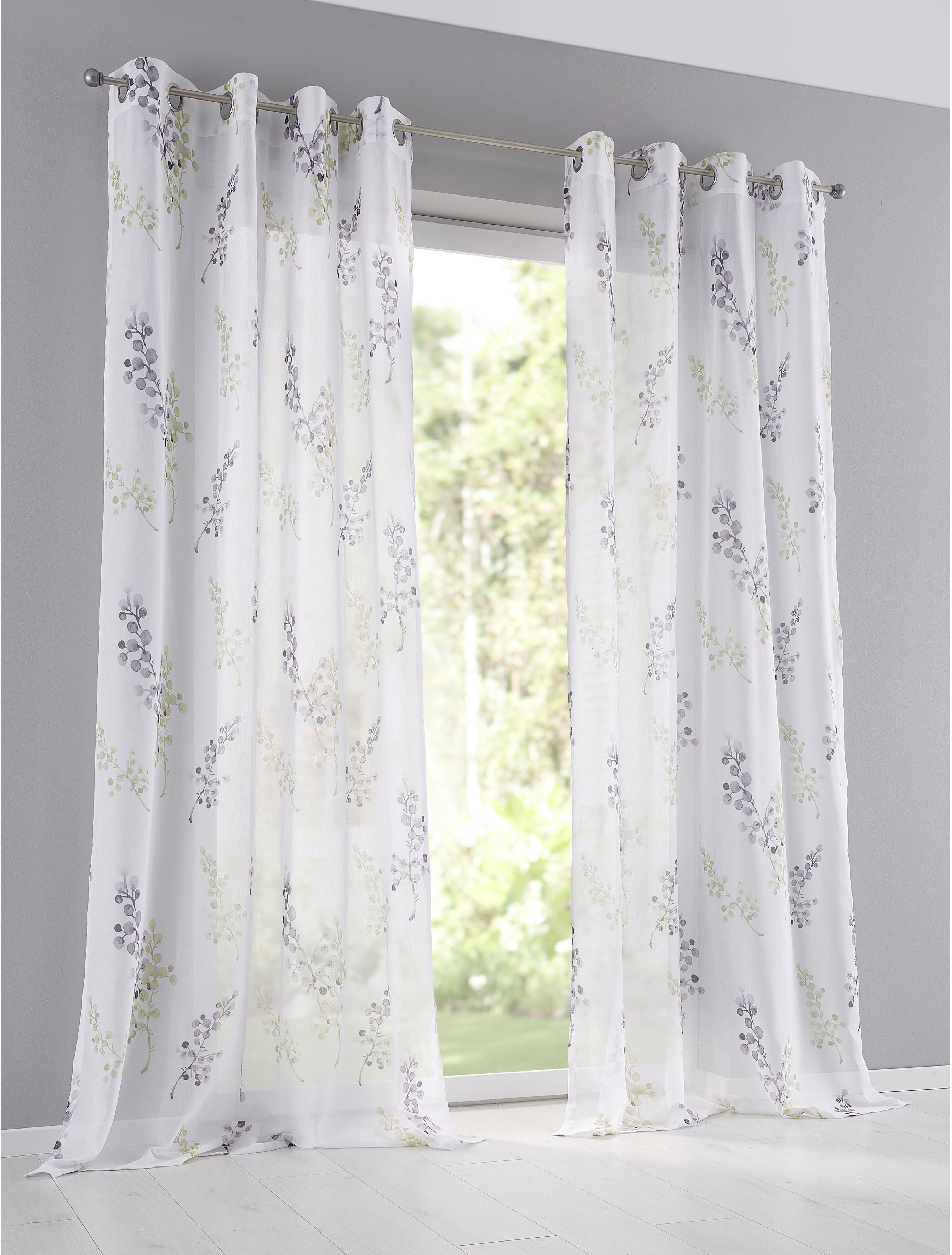 Kutti Vorhang Danny (1 St), Ösen, halbtransparent, Polyester, pflegeleicht, bedruckt
