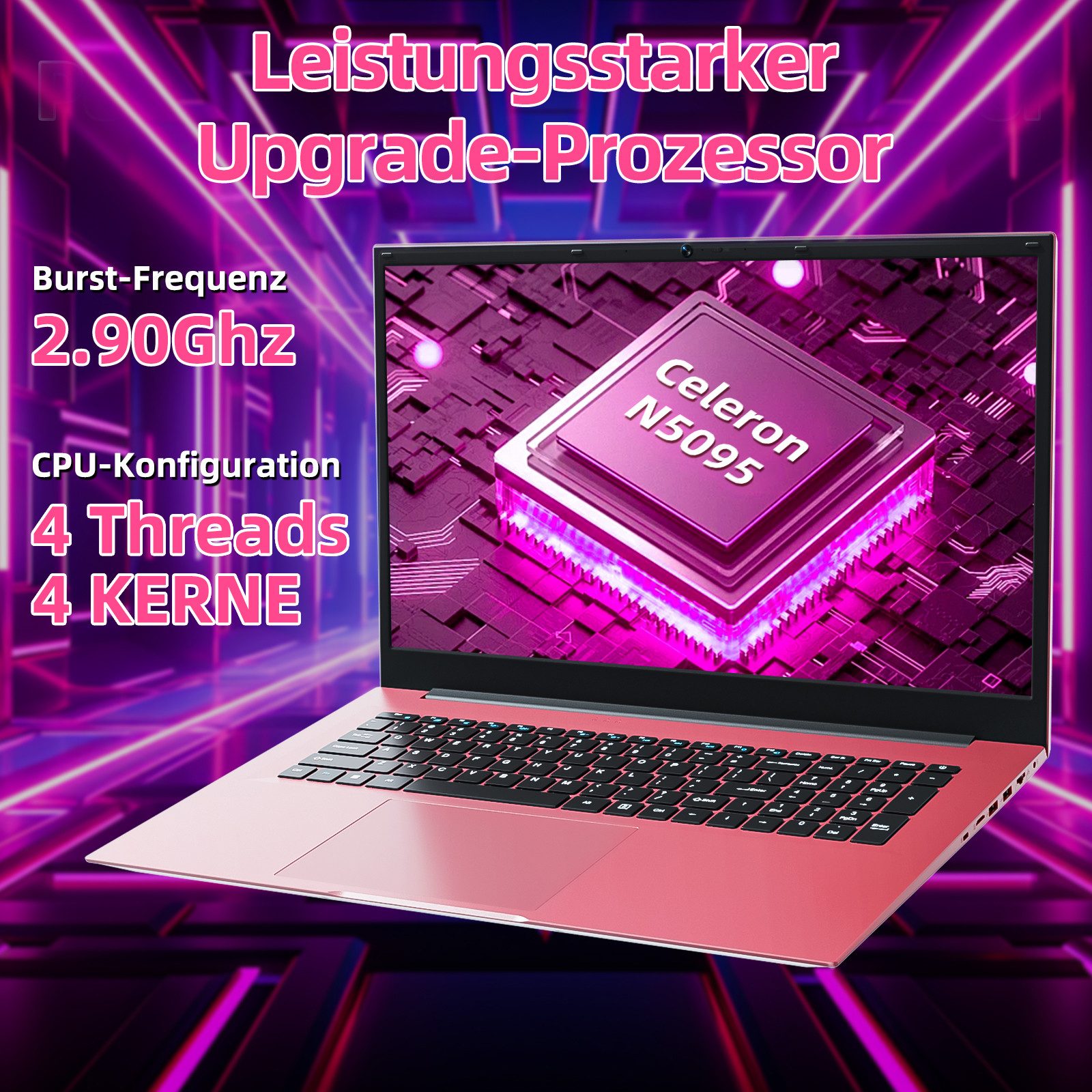 MENGHU 18,5 Zoll Laptop für Homeoffice & Alltag Windows 11 Microsoft 365 Notebook (Intel Celeron N5095, 4 GB, 128 GB SSD)