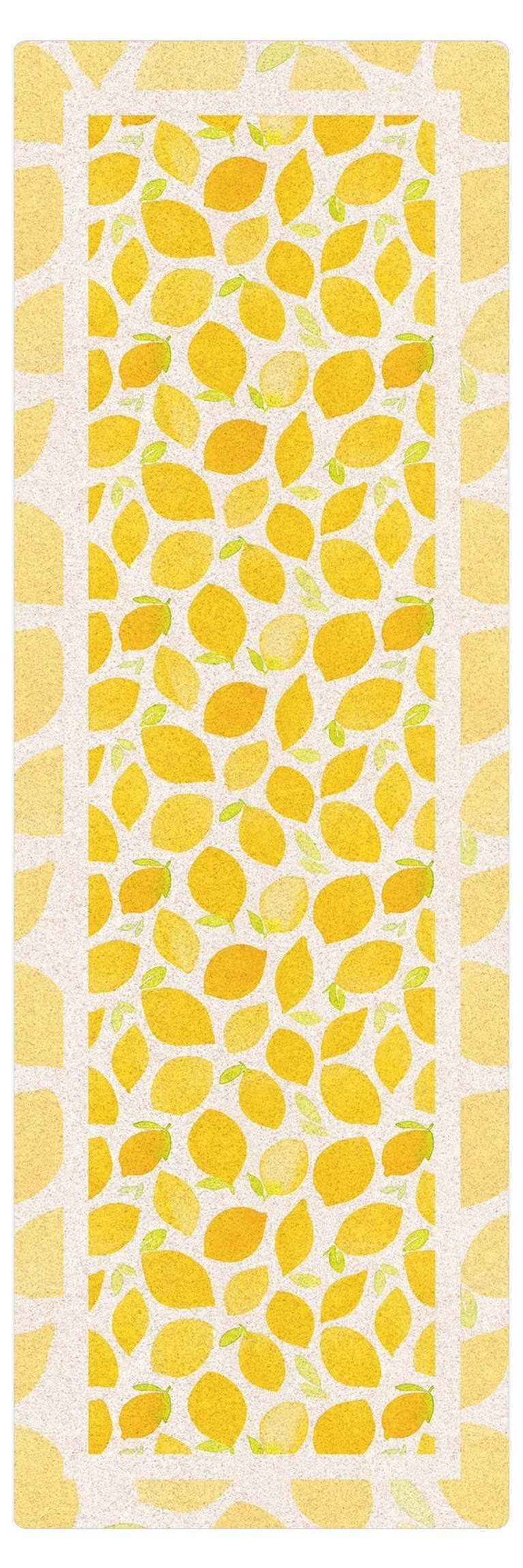Bilderdepot24 Läufer Küche Kork Innen Aquarell Zitronen Blättern Rahmen modern funktional