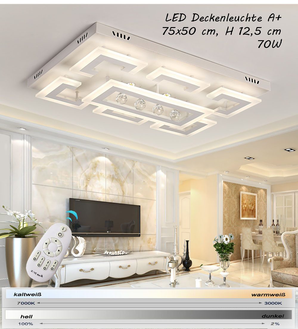 Eurotondisplay LED Deckenleuchte LED Deckenleuchte Kristall Lichtfarbe einstellbar mit Fernbedienung, LED fest integriert, Tageslichtweiß, Lichtfarbe und Helligkeit mit Fernbedienung oder App einstellbar