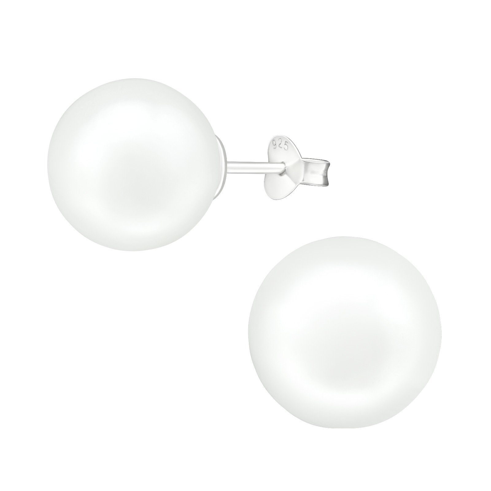Paar Ohrstecker PERLE classic 12 mm I weiß, 2-tlg.
