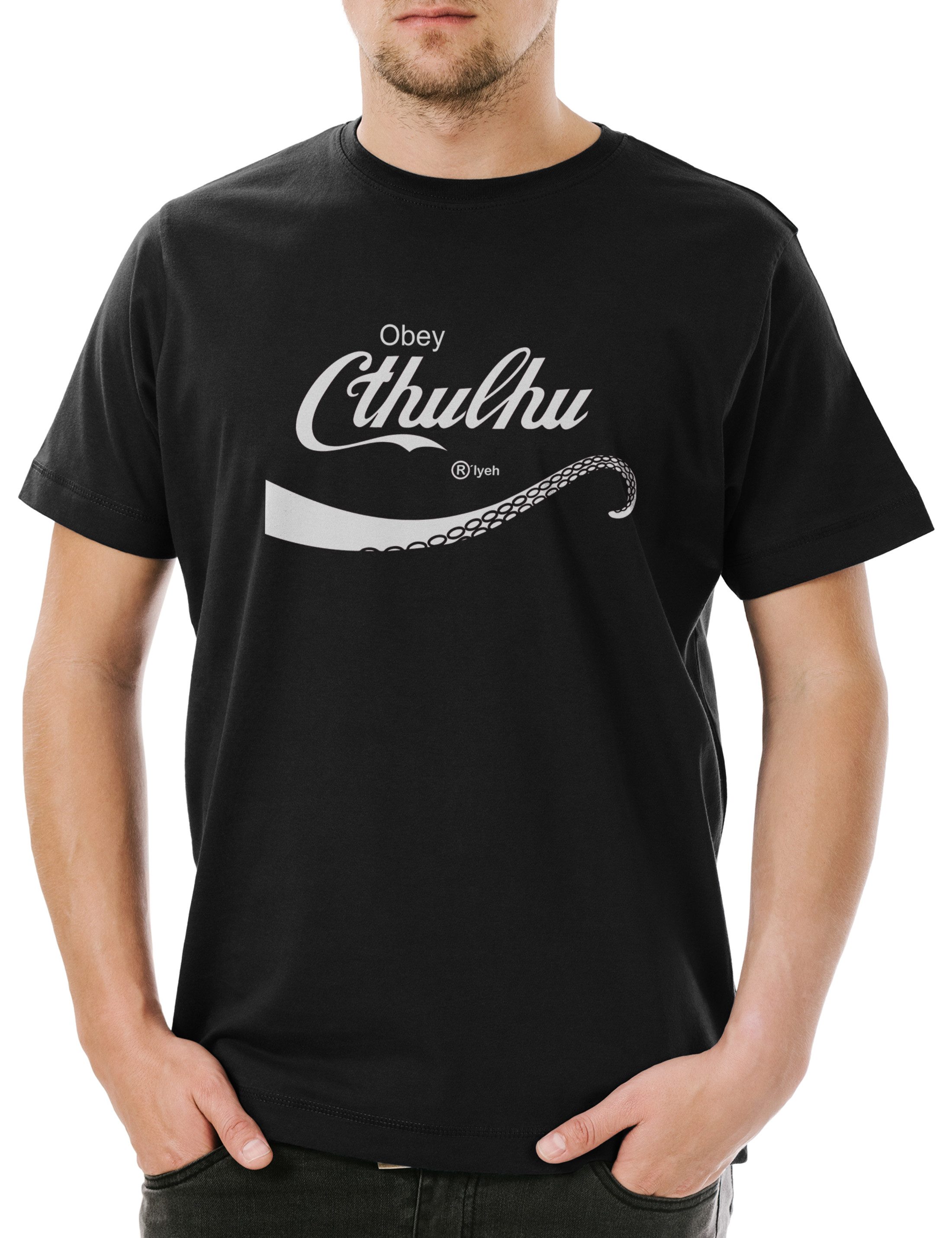 Print-Shirt Cthulhu Cola Herren T-Shirt Lovecraft Miskatonic H.P. Fun University