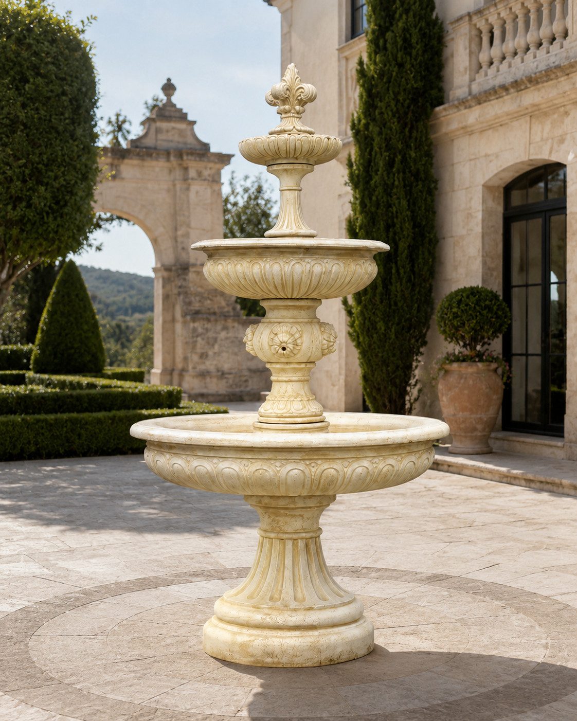 JVmoebel Gartenbrunnen Antik Creme Barock Terrasse Klassisch Dekorativ Groß Sofort, 150 cm Breite, (Einzelset, 1 tlg., 1-teiliges Springbrunnen-Set), Für Garten und Außenbereich geeignet