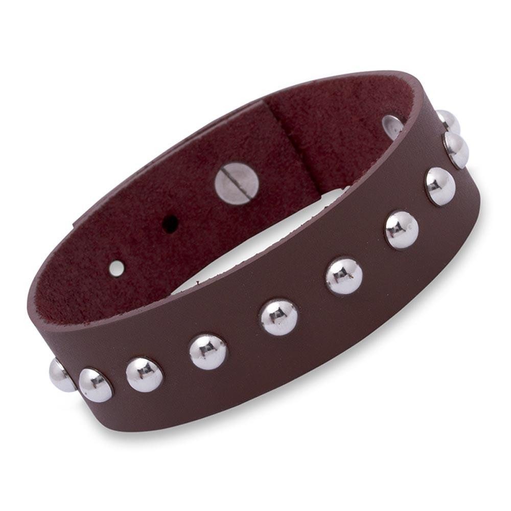 Lederarmband Lederarmband braun Nieten verstellbar 18-22cm LB0044
