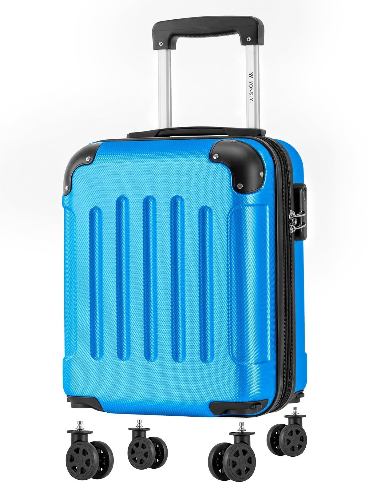 YONSLY Handgepäckkoffer Kabinenkoffer Reisekoffer Trolley mit abnehmbaren Rollrädern, 4 Rollen, ABS-Hartschale mit Zahlenschloss und ergonomischem Gummigriff