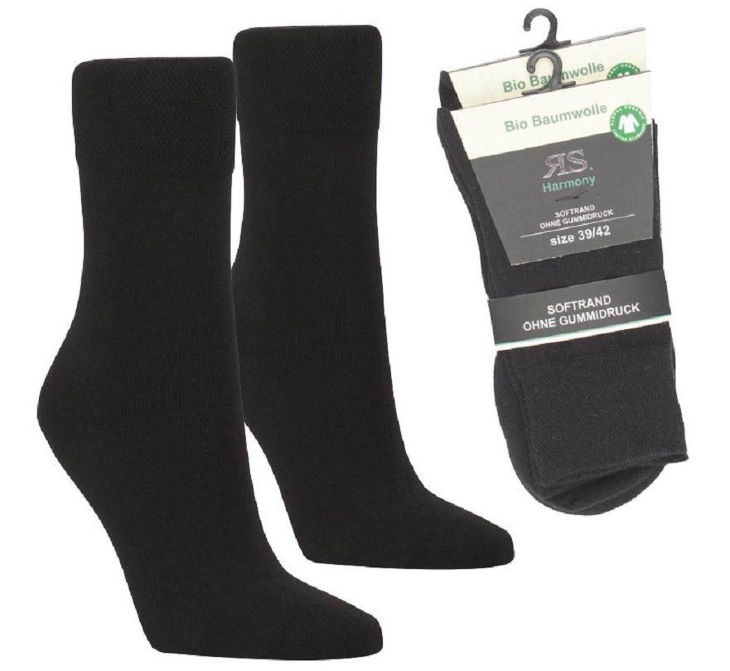 RS Harmony Biobaumwolle (2 schwarz aus 98% zertifizierter Paar) Bio Organic Biosocken Basicsocken Socken