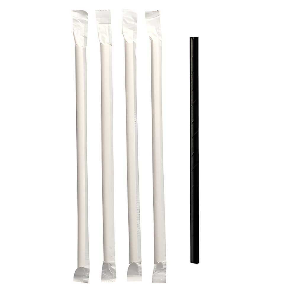 PAPSTAR Trinkhalme Trinkhalme, Papier Ø 6 mm, 20 cm schwarz einzeln gehüllt 1000 Stk