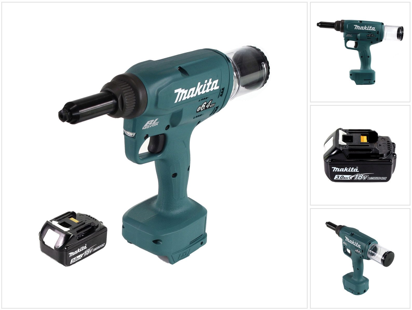 Makita Blindnietzange DRV 250 F1 Akku Blindnietsetzgerät 18V 20kN Brushless + 1x Akku 3,0Ah