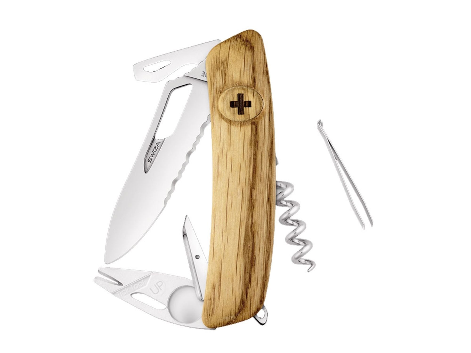SWIZA Taschenmesser Swiza SH03TR-TT Tick Tool Wavy Edge Wood Oak, Eichenholz