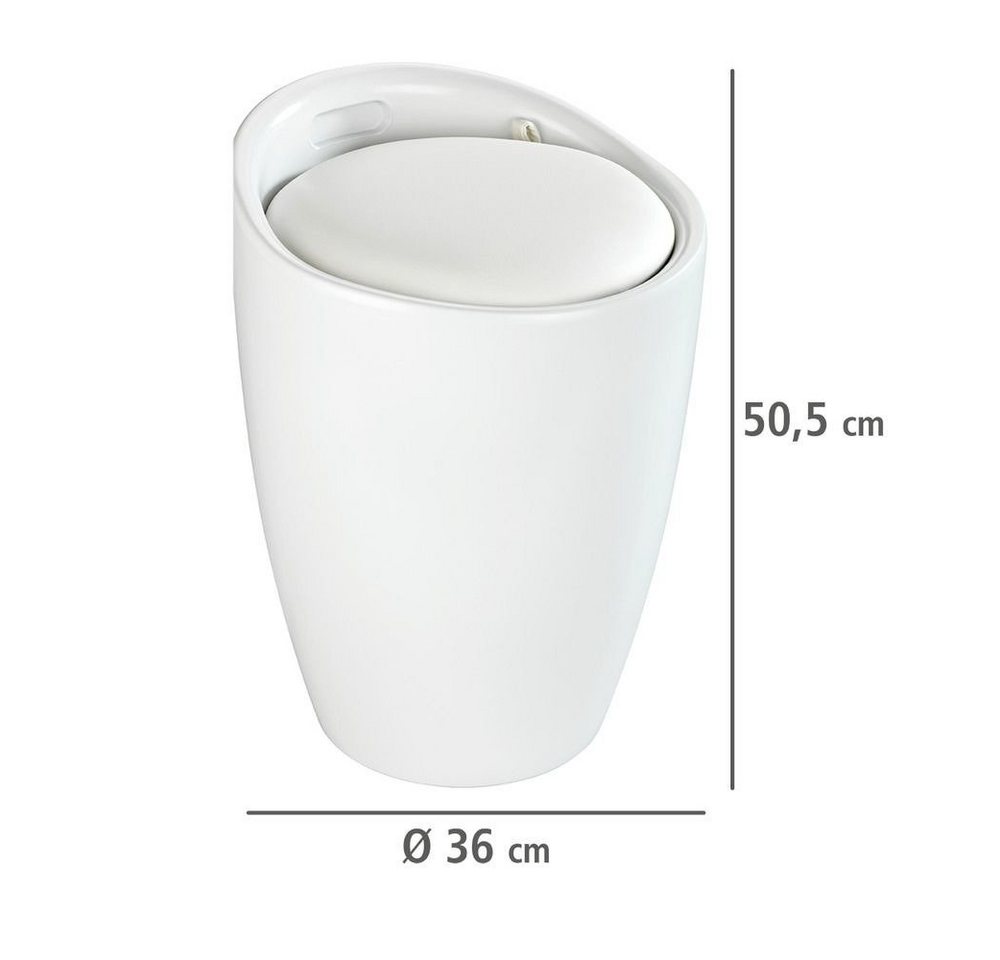 WENKO Wäschekorb Wäschesammler mit Sitz CANDY, schwarz, mattiert, 2in1, WENKO