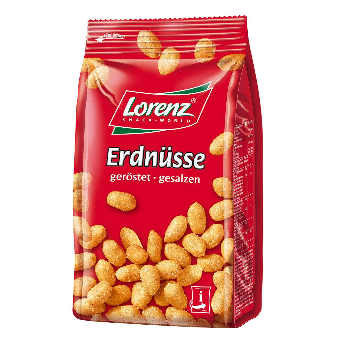 LORENZ Knabberei, Lorenz Erdnüsse geröstet und gesalzene Erdnusskerne Snack 200g