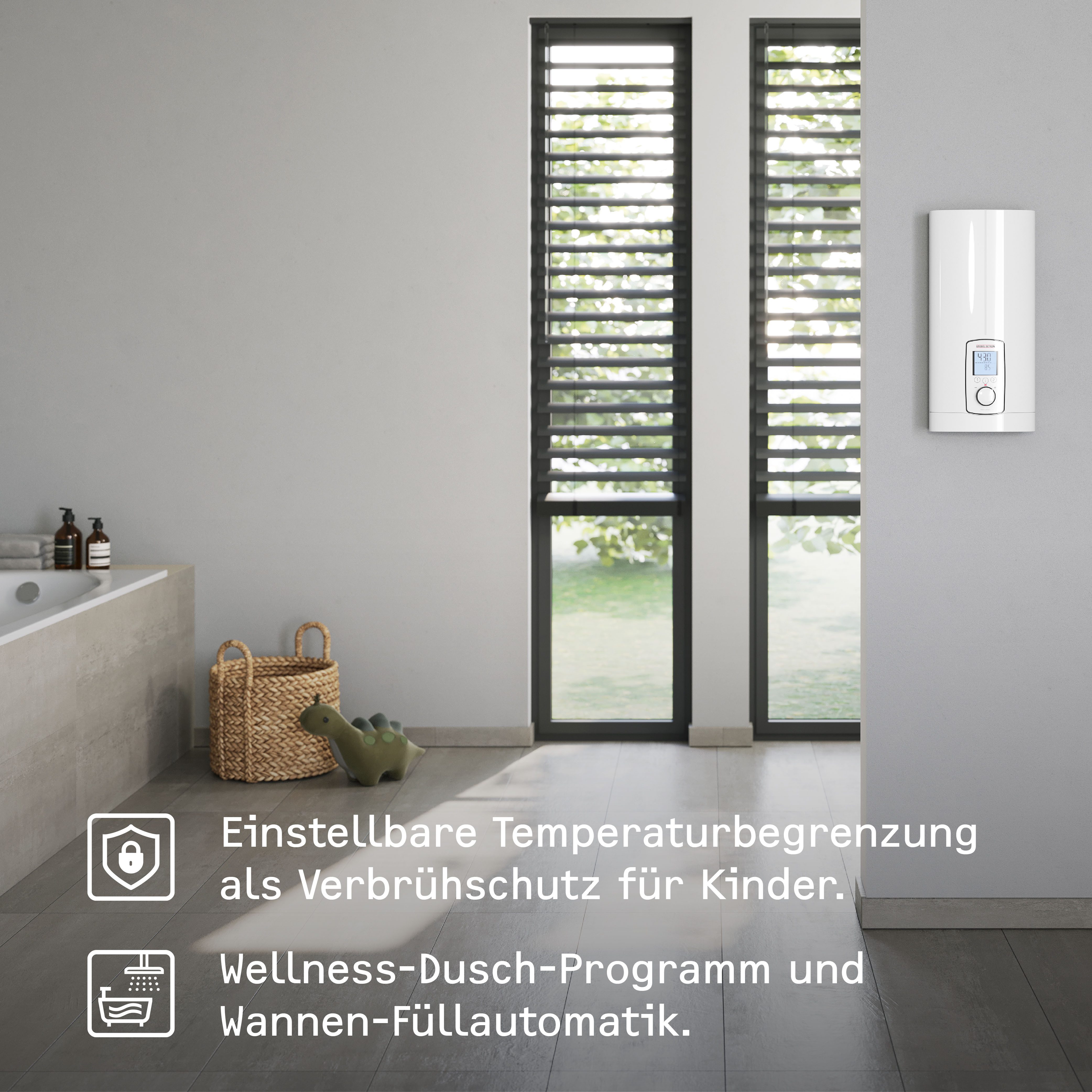 STIEBEL ELTRON Komfort-Durchlauferhitzer DHE 18/21/24 kW, immer gradgenaue Temperatur, elektronisch, min. 20 °C, max. 60 °C, 4i Technologie für immer konstante Warmwassertemperatur