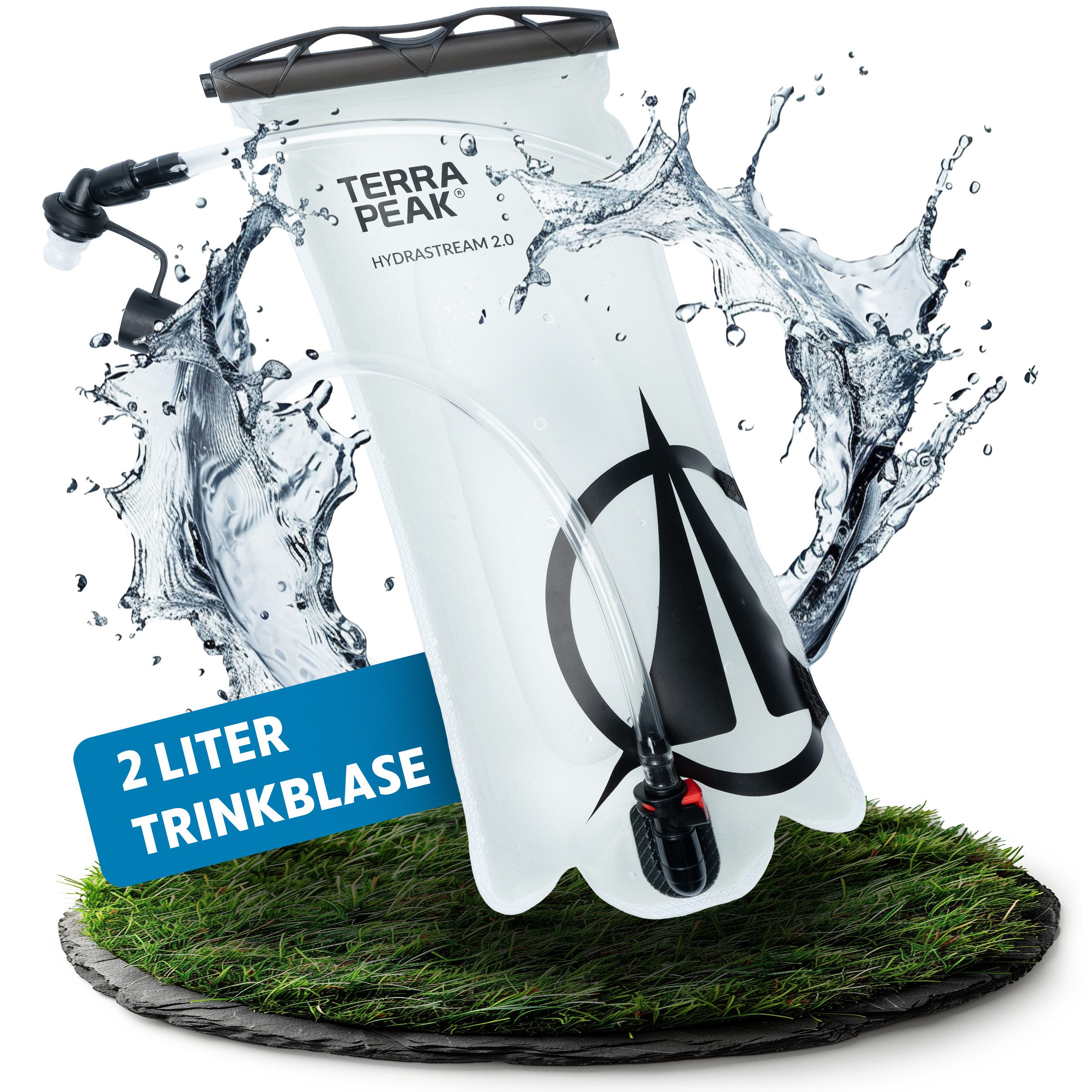 Terra Peak Trinkblase Premium Trinkblase mit Schlauch für Rucksack universal BPA-Frei