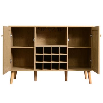 EXTSUD Weinregal Stilvolles 120 cm langes Weinregal aus Holzimitat,Sideboard,Eckschrank