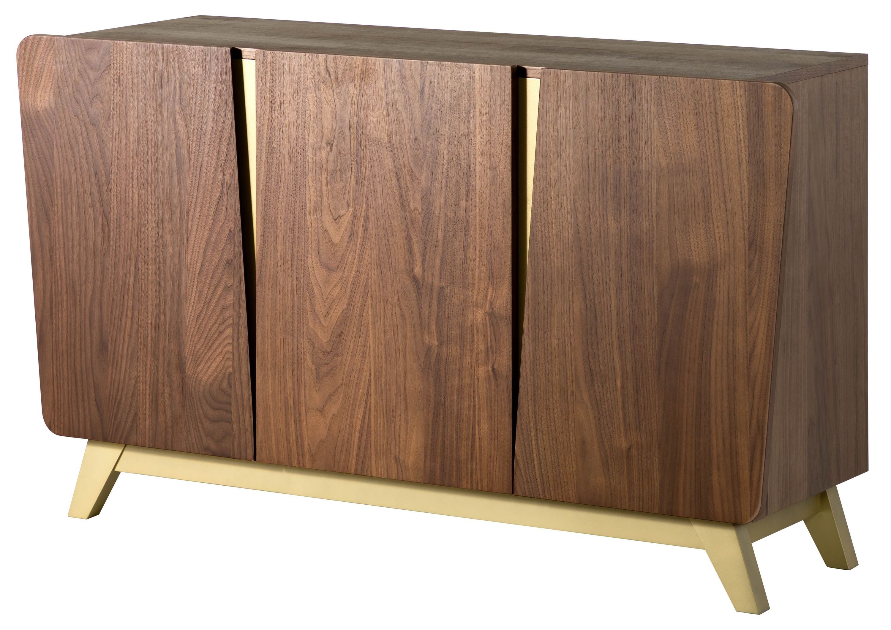 Massivmoebel24 Sideboard BUTTERFLY (Massivholz), Nussbaum-Echtholzfurnier 150x45x85 braun lackiert BUTTERFLY #108