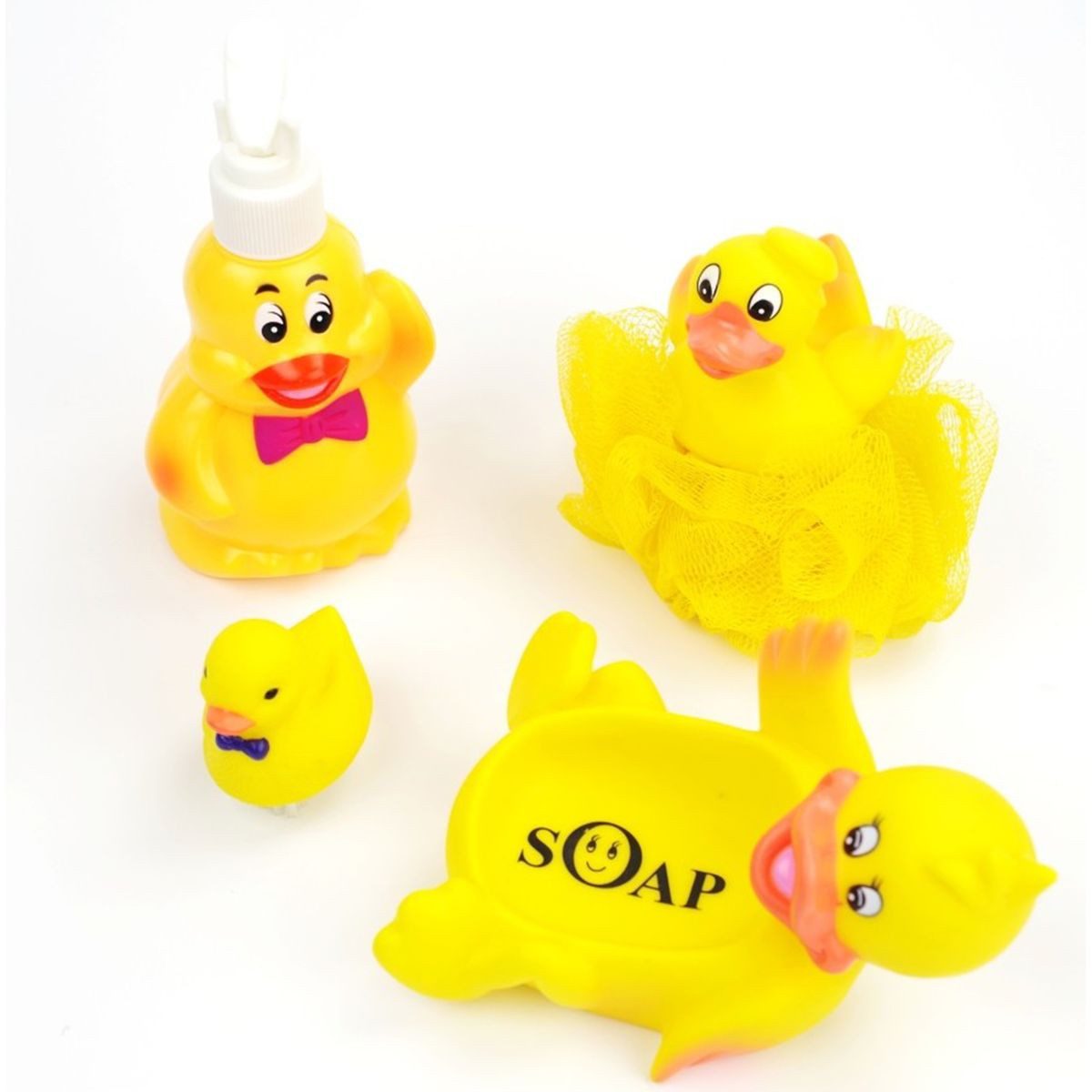 Bauer & Thürridl Handelsgesellschaft m.b.H. Badaccessoire-Set Badeente Set 4tlg. Badetiere Badefiguren Seifenspender Seifenablage, freundlich gestaltet