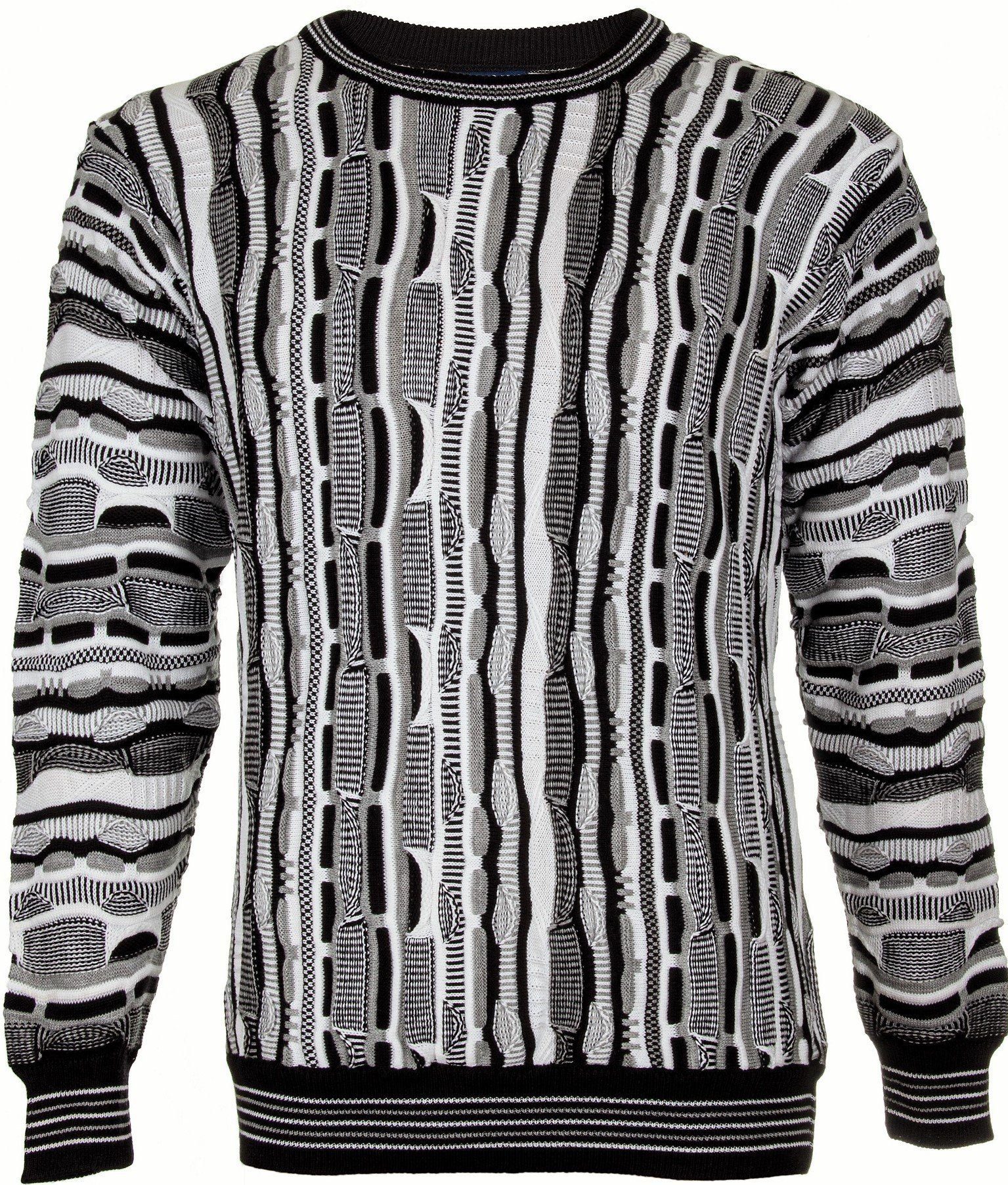 Cascallo Вязаные свитера Cascallo® Aurelio Herren Вязаные свитера Schwarz-Weiß Vintage (1-tlg) 3D Optik
