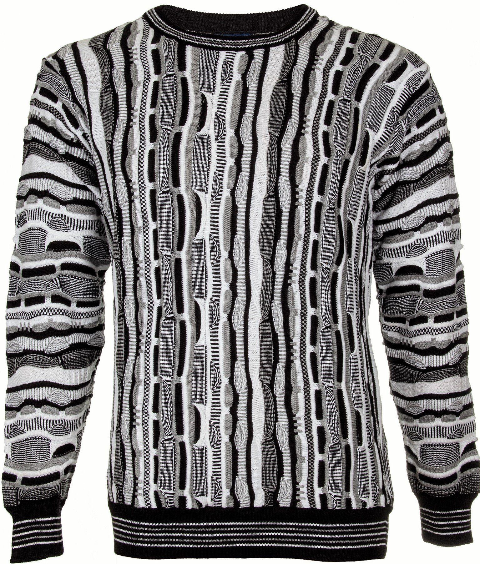 Strickpullover Cascallo® Aurelio Herren Strickpullover Schwarz-Weiß Vintage