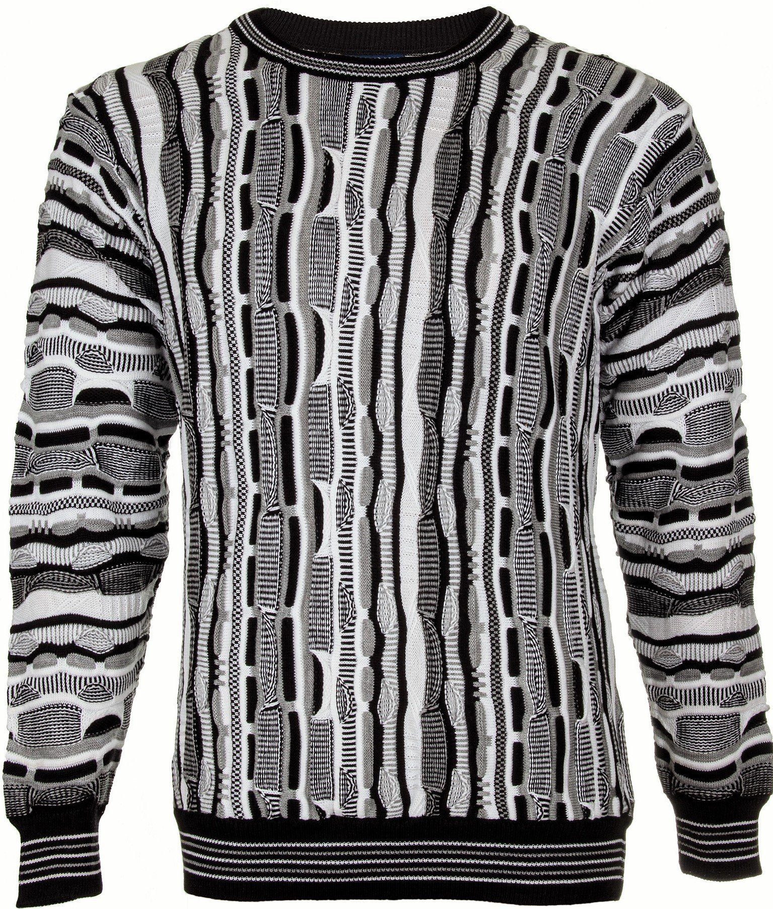 Cascallo Strickpullover Cascallo® Aurelio Herren Strickpullover Schwarz-Weiß Vintage (1-tlg) 3D Optik