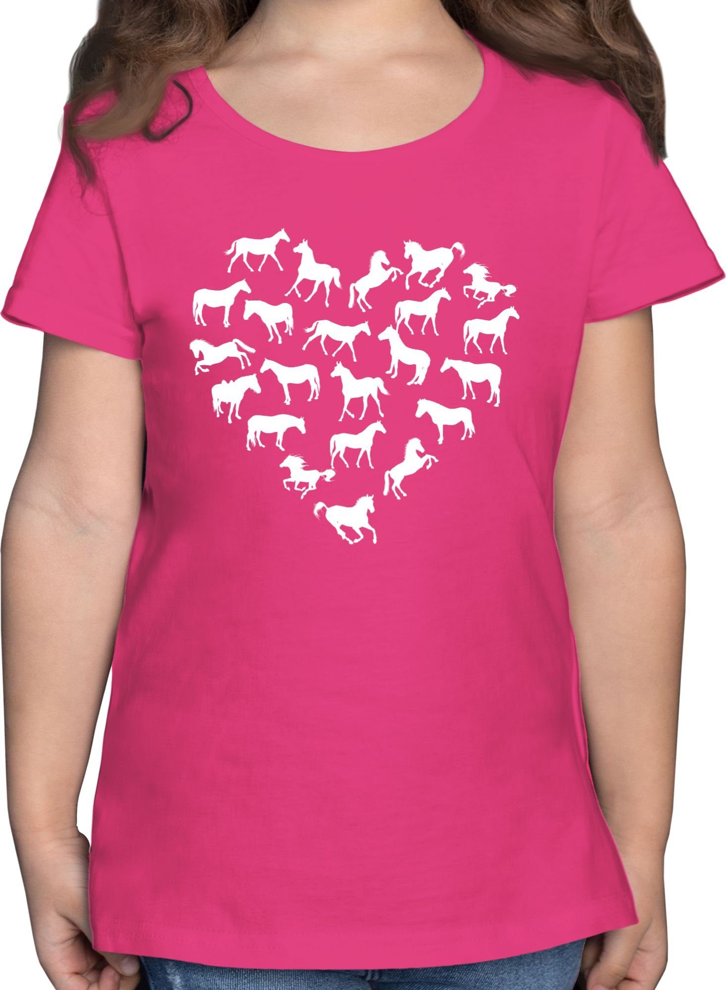 Shirtracer T-Shirt Pferdeherz Pferd 1 Fuchsia