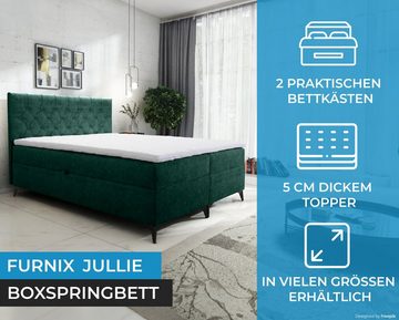 Furnix Boxspringbett JULLIE 129-200x200 mit Topper Bettkaste Farbe/Größe Auswahl, mit Topper