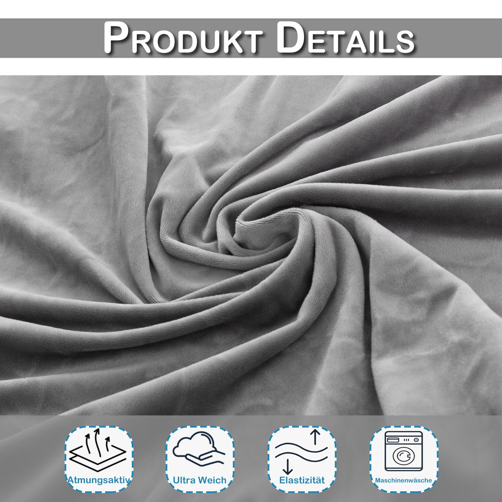 Rosnek Sofahusse Stretch, Samt, mit elastischer Unterseite, für Sofa