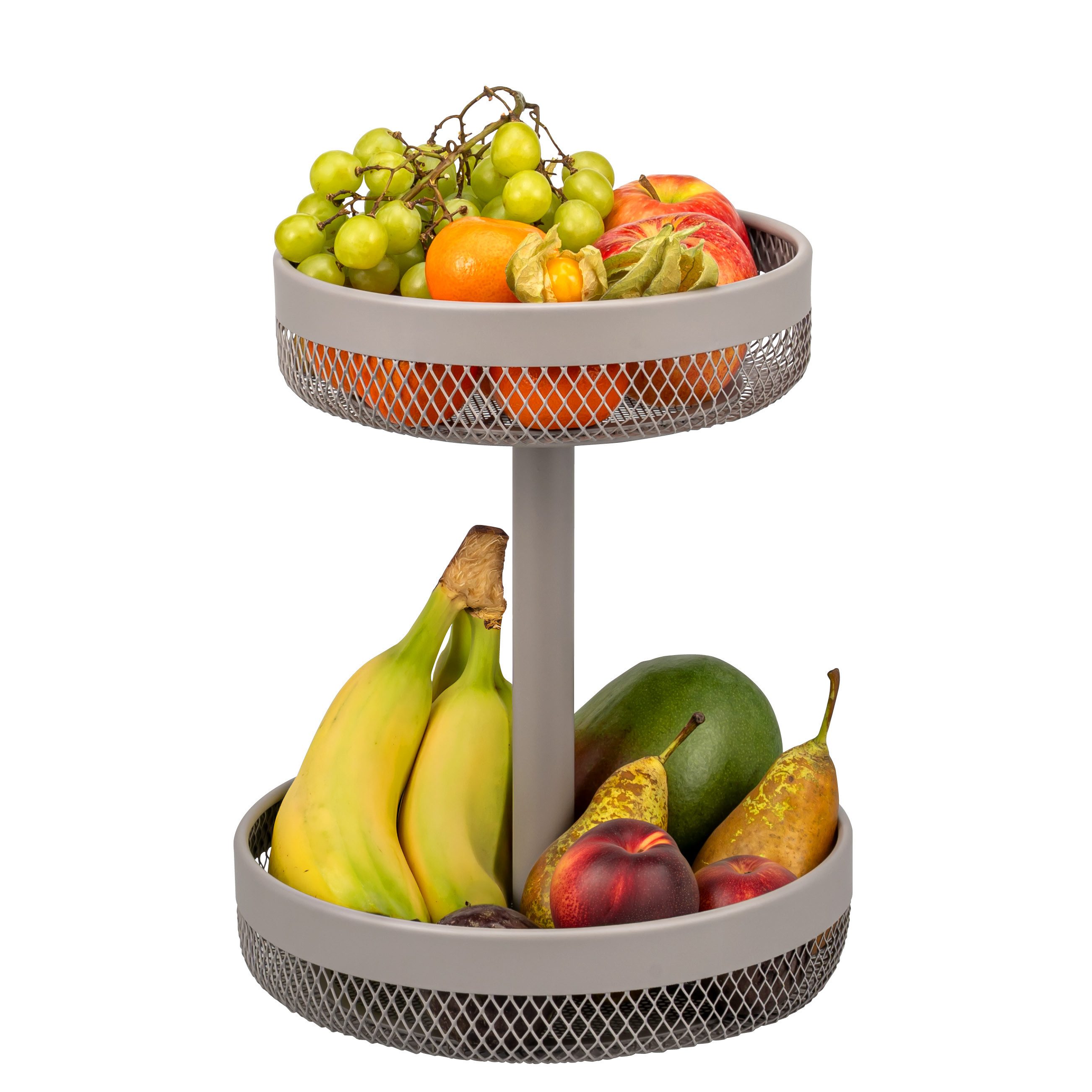 eluno Obstschale 2-stöckig, rund, Ø 20 cm und 25 cm, aus Metall, Metall, 2-stöckig