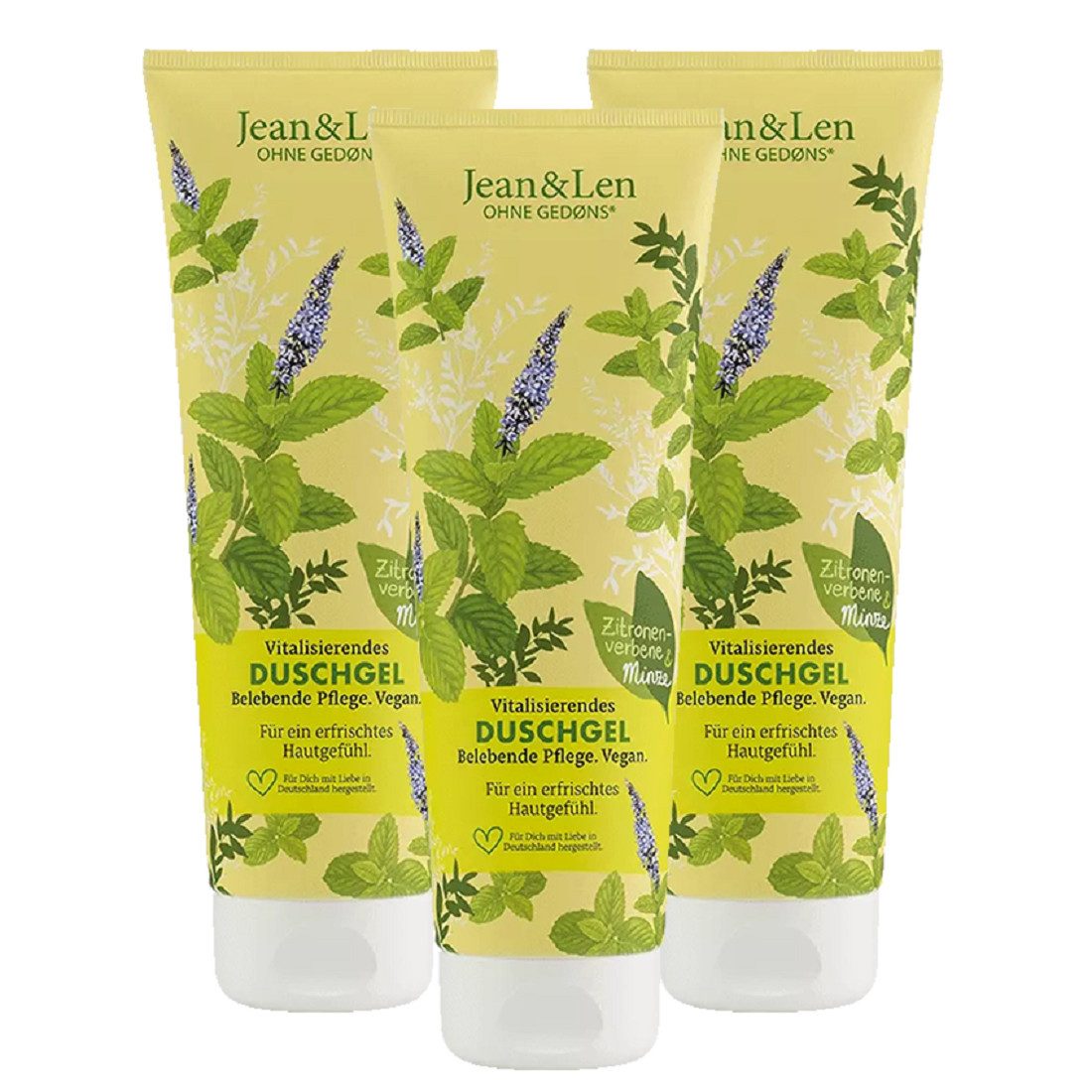 Jean & Len ohne Gedons* Duschgel Vitalisierendes Duschgel Zitronenverben & Minze, 3-tlg., Vegan