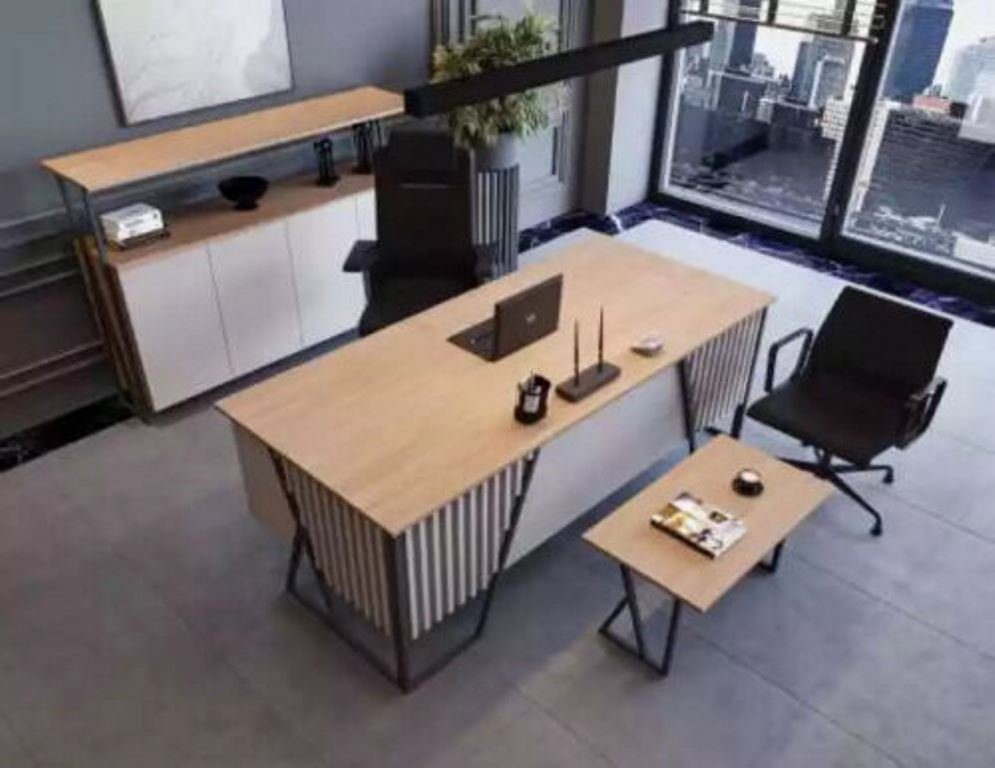 Schreibtisch/Aktenschrank/Couchtisch) Schreibtisch Büro Graue Einrichtung Schrank Schreibtisch JVmoebel (3-St., Hell Set Tisch Büromöbel