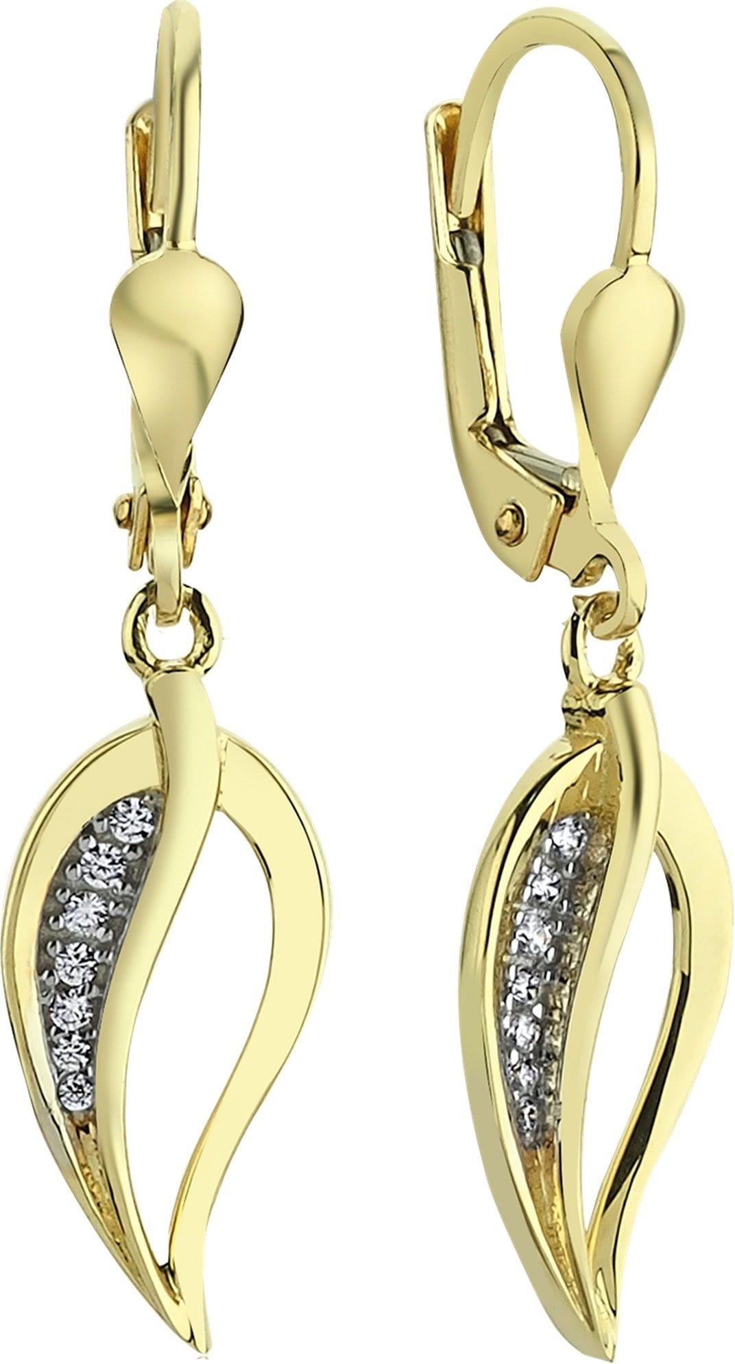 Balia Paar Ohrhänger Balia Ohrhänger für Damen 8K Gold (Ohrhänger), Ohrhänger (Blatt) aus 333 Gelbgold - 8 Karat, Farbe: weiß, gold | Ohrhänger