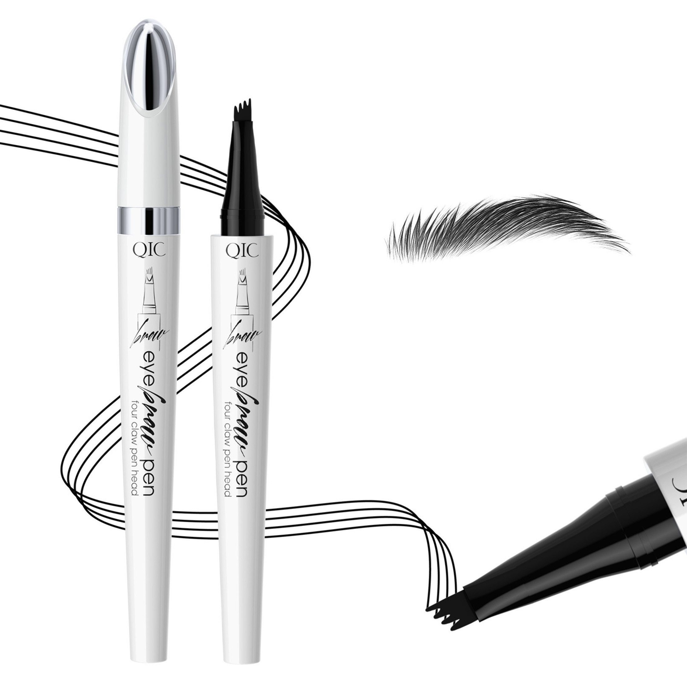 KINSI Augenbrauen-Stift Augenbrauenstift mit 4-in-1 Mikrogabel-Spitze für Natürlich Brauen, Langzeit-Haltbar,Einfache Anwendung für präzise Augenbraue-Imitatio