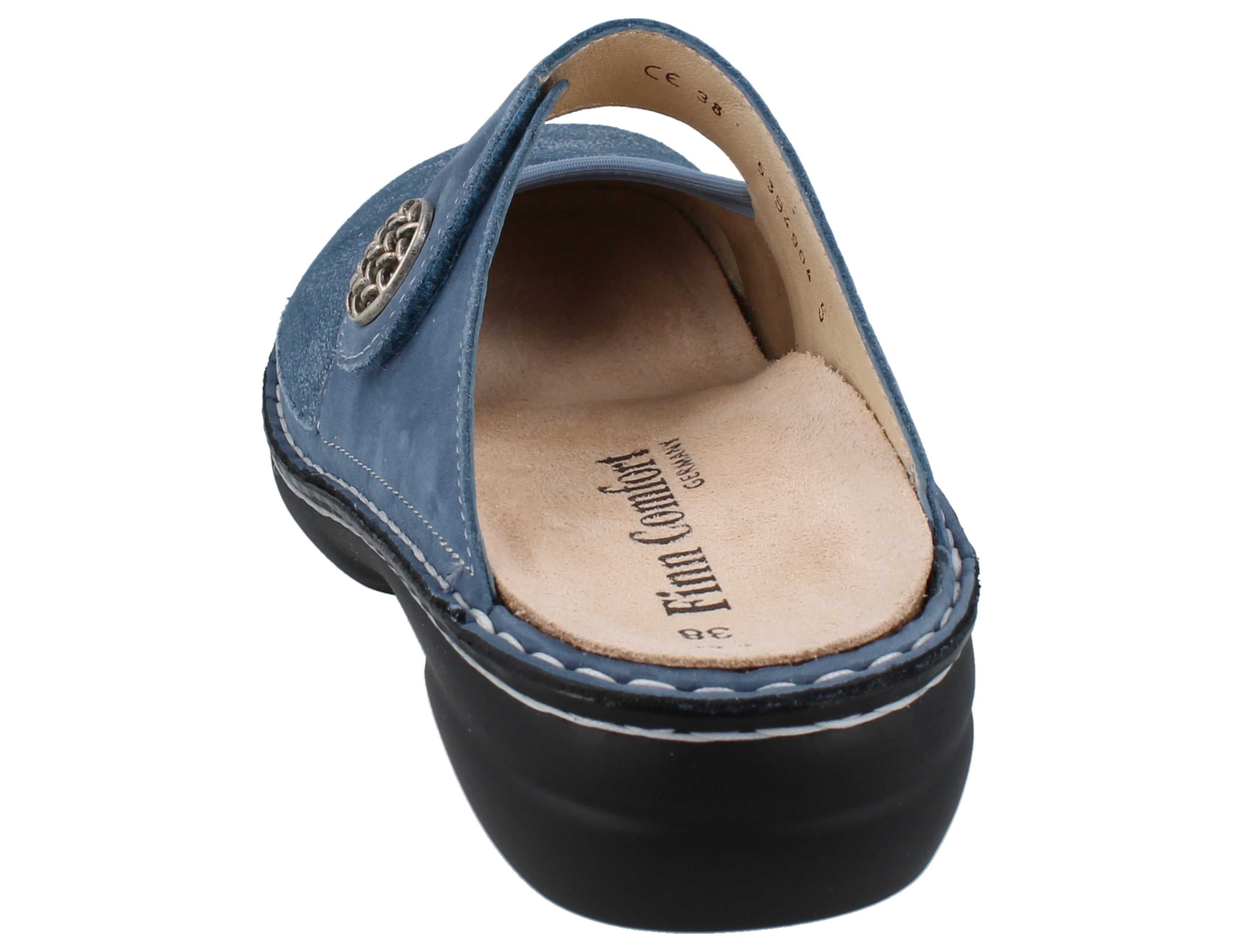 Finn Comfort FINN COMFORT Asinara Damen Clog blau Nubukleder Stretch - Größe: 39 Clog Wechselfußbett