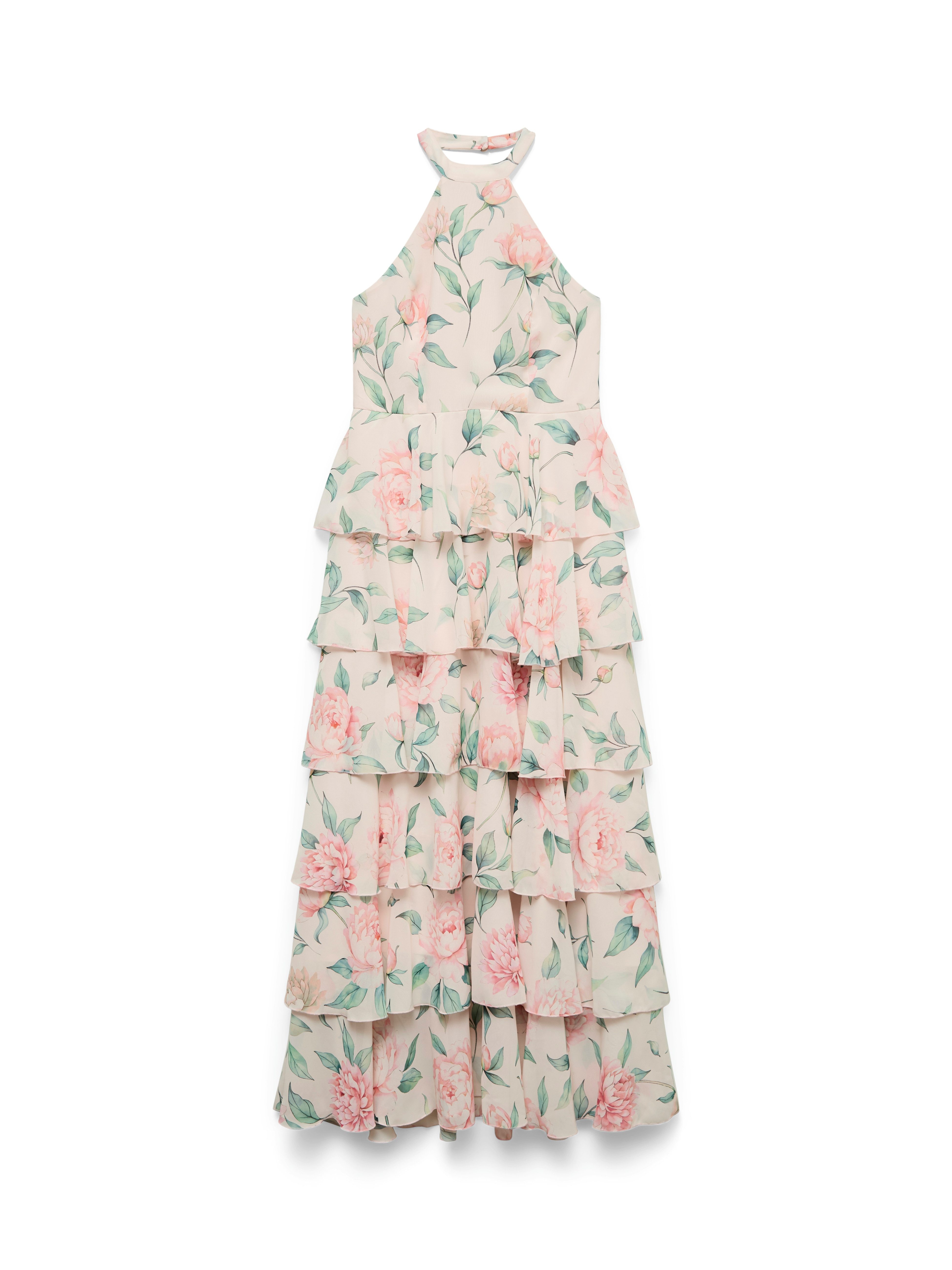 Vero Moda Maxikleid VMFELICIA SLHALTER RUFFLE MAXI DRESS EXP Kunstfaser