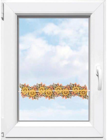 Stickereien Plauen Scheibengardine Blüten (1 St), Stangendurchzug, halbtransparent