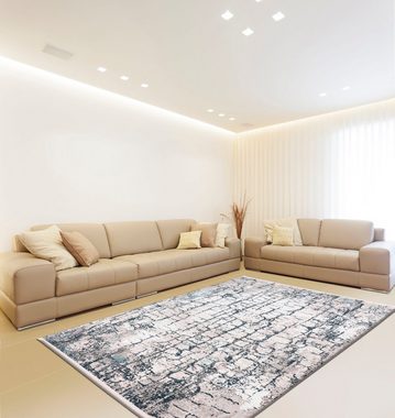 Teppich Miran 135, calo-deluxe, rechteckig, Höhe: 12 mm, Vintage Design, mit Fransen, Wohnzimmer