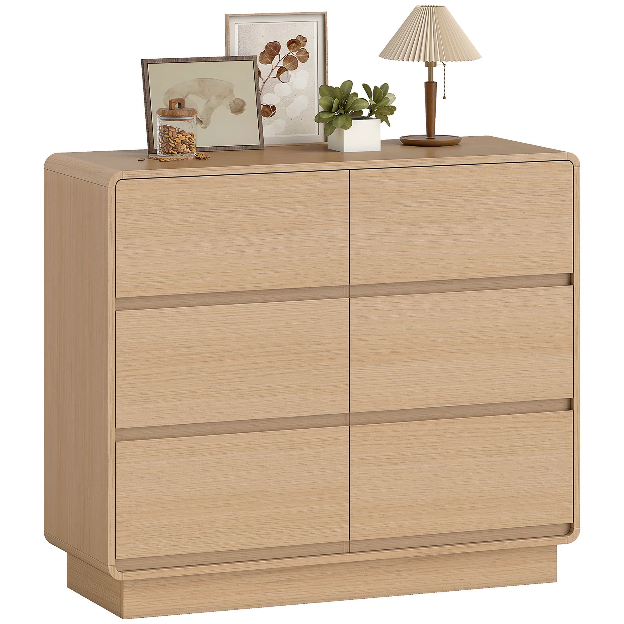HOMCOM Sideboard Beistellschrank Küchenschrank 6 Schubladen abgerundete Kanten (Kommode, 1 St., 100 cm Aufbewahrungsschrank), für Wohnzimmer, Küche, Esszimmer,  – Bild 2 von 5