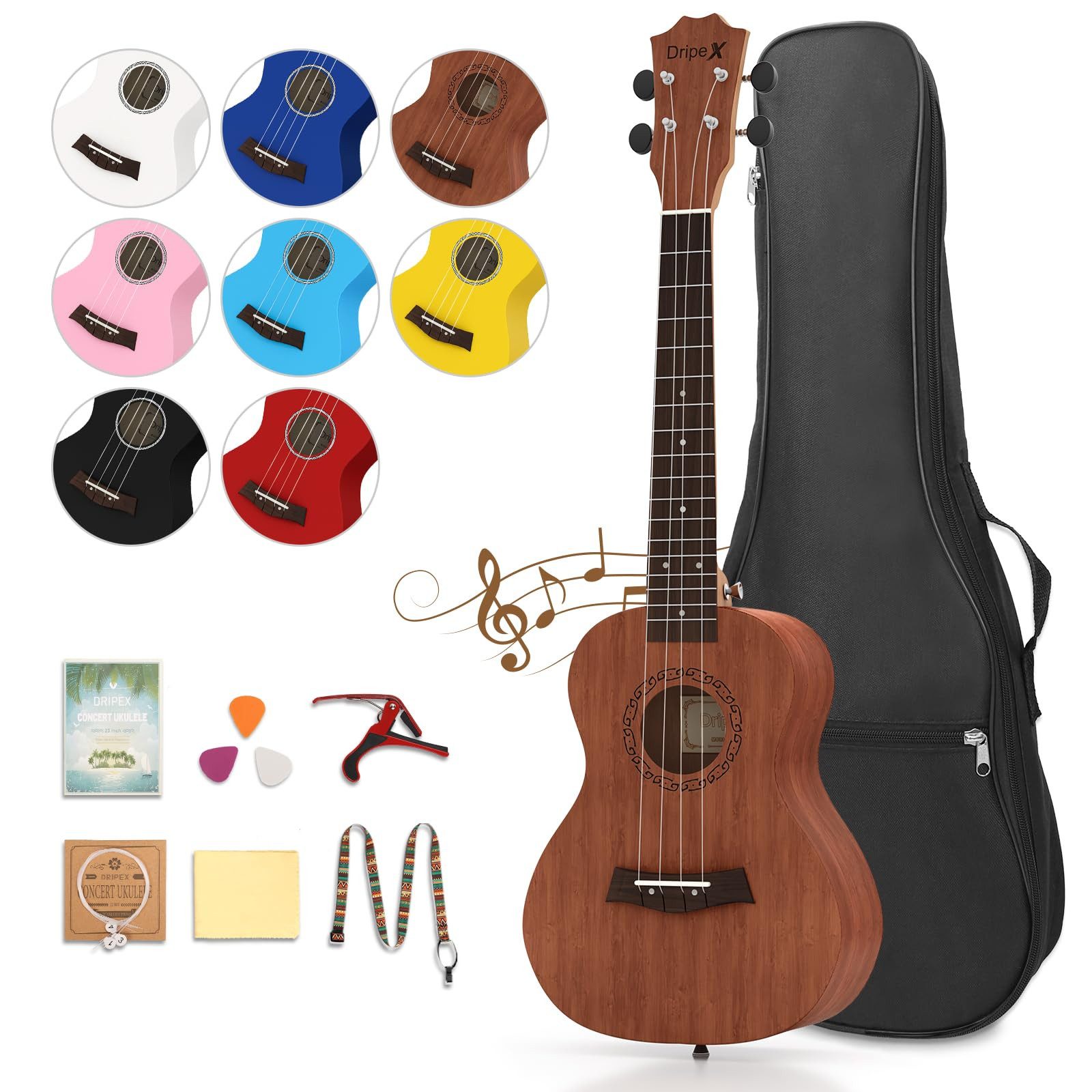 Dripex Ukulele 23 Zoll Konzert, Erwachsene Kinder Ukulele Set